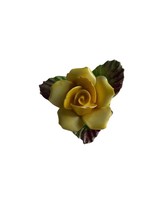 Vintage English Denton Yellow Rose READ Fine Bone China Forget Me Not Pin Brooch - £15.64 GBP