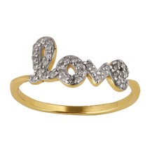 1/7CT Rotondo Diamante Naturale &quot; Love &quot; Promessa Anello 14K Oro Giallo Placcato - £191.20 GBP