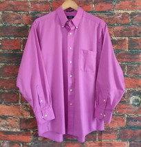 Izod Men&#39;s Long Sleeve Dress Shirt 16.5 32/33 L Magenta Regular Fit Wrinkle Free - £13.45 GBP