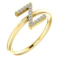 Authenticity Guarantee 
14k Gold Diamond Stackable Initial Ring - £486.71 GBP+
