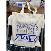 Love in Sign Language Tote Bag, All Natural Cotton Fabric - £8.35 GBP