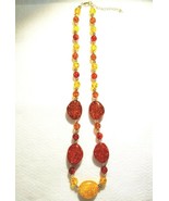 Stunning Fall Colors Glass and Acrylic Handcrafted Artisan Necklace - $17.00