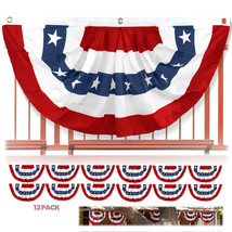 12 Pcs USA Pleated Fan Flag 1.5x3 Ft American US Bunting Flags Half Fan Banner - £28.44 GBP