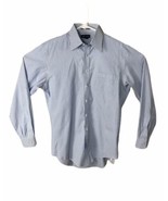Lands&#39; End Non Iron Pinpoint Oxford Shirt Blue Pinstripe Mens 16-36 Tall - $330.68 MXN