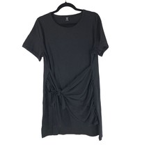Shein Curve T Shirt Dress Side Tie Short Sleeve Crew Neck Black 1XL - £9.84 GBP
