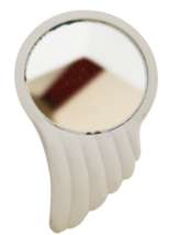 Vintage Estee Lauder White Plastic Abstract Wave Shell Pattern Purse Mirror - £7.91 GBP