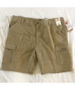 Mens Wrangler Cargo Shorts w Stretch Relaxed Fit Tech Pocket khaki tan s... - $16.83