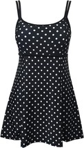 Danify Polka Dot One Piece Swim Dress Swimsuit Black Plus Size 22 - £27.54 GBP