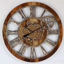 Wall clock 36 inches with real moving gears Vintage Brown - £340.10 GBP
