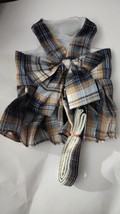 Brown Blue Plaid Bow Tie Dog Dress Harness &amp; Matching Leash Size X-Large  - $10.88