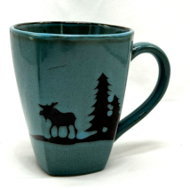 Nature&#39;s Home Coffee Mug Moose Woodland Rustic Stoneware Blue - £9.46 GBP