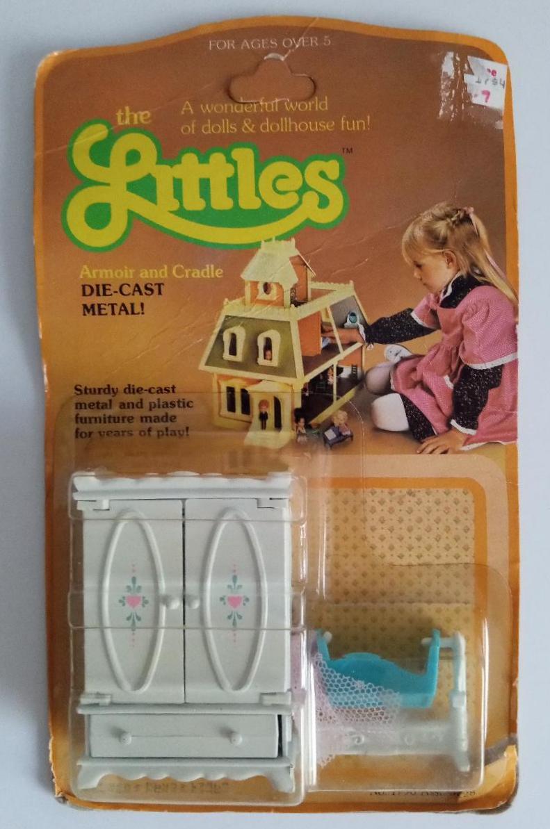 The Littles Pretend Play Doll House Furniture Amoir Baby Cradle Die Cast Metal
