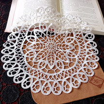 15.7&quot; Round White Hollow-out Crochet Cotton Handmade Lace Doilies Home W... - £9.32 GBP