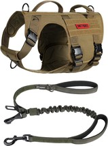 Full Metal Buckled Tactical Dog Harness For Large Dogs And 3-In-1 Bungee Dog Lea - £64.73 GBP