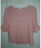 CHRISTOPHER &amp; BANKS LADIES ROLL-UP SLEEVE BUTTON LINEN/RAYON TOP-M-WORN ... - $11.66 CAD