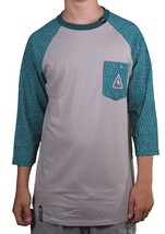 LRG Mens Dark Teal Asphalt Grey Colors Of Season Baseball Raglan T-Shirt... - $22.48