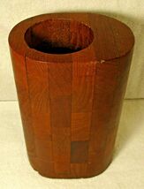 Vintage Siamese Brown Staved Teak Vase Atapco Danish Modern - $99.00