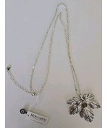 HOWARD&#39;S ~ Delia Maple Leaf Pendant Necklace ~ 9&quot; - 12&quot; Length ~ Nickel ... - $35.06 CAD