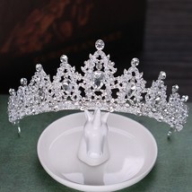 Baroque  Rhinestone Bridal Crown Tiaras Handmade Silver Color Crystal Diadem Tia - £14.83 GBP