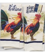 Set of 2 Same Printed Kitchen Terry Towels (15&quot; x 25&quot;) ROOSTER, RISE &amp; S... - £9.41 GBP