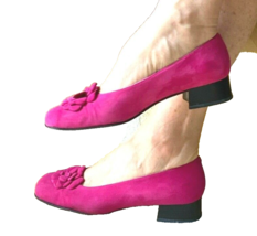 VTG Saks Fifth Avenue Folio Collection Suede Pumps Heels Fuchsia Pink 7.... - $77.22