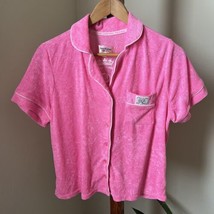 JUICY COUTURE Pink Velour Pajama Top Shirt Women&#39;s Large Sleepwear Terry... - £14.67 GBP