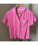 JUICY COUTURE Pink Velour Pajama Top Shirt Women&#39;s Large Sleepwear Terry... - £14.55 GBP