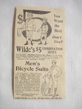 1896 Wildes Men's Bicycle Suits Ad, James Wilde, Jr. & Co., Chicago - £6.26 GBP