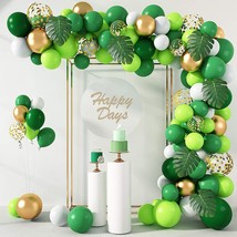 140Pcs Jungle Party Balloons Garland Arch Kit, Gold Lime Green Balloons With Art - £20.77 GBP