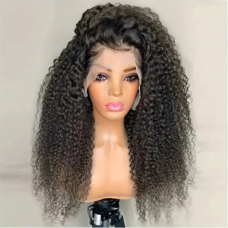 Natural Black Preplucked Soft 180Density 26Inch Long Kinky Curly Synthetic La - £34.06 GBP+