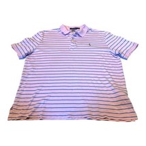 Polo Ralph Lauren Polo Shirt Mens Medium Pink Blue Striped Cotton Short ... - £18.35 GBP