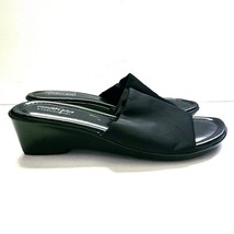 Comfort Plus Predictions Womens Sandals Size 9.5 W Black Wedge Slides - £15.96 GBP