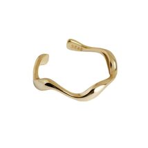 Artistic Wavy Design 925 Sterling Silver Gold-Plated Adjustable Ring - W... - £22.25 GBP