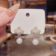 Flower Pearl Drop Dangle Earrings for Women - $9.99