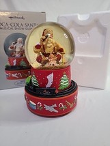 Hallmark Coca-Cola Vintage Santa Christmas Musical Snow Globe Plays Train 2001 - £19.36 GBP