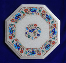 12&quot; Marble Table Top Paua Shell Pietra Dura Bird Design Floral Home Decor Gifts - £274.36 GBP