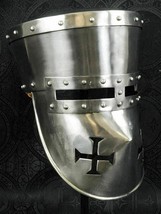 18G Medieval SCA LARP Great Helmet Knight Templar Crusader Helmet UH530 - £66.07 GBP