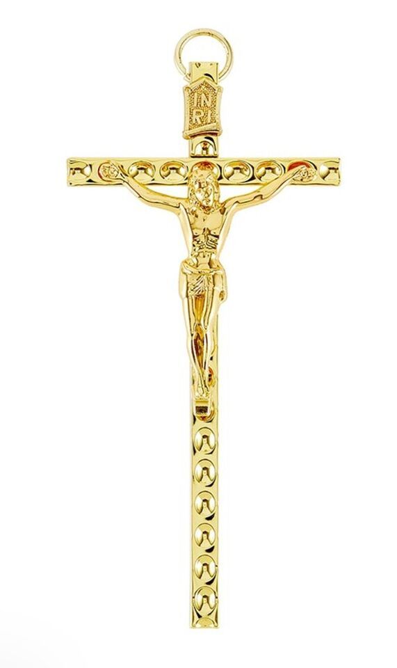 Gold 4" Hammered Cross,  New #AB-275-R2