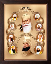 All Ten Sikh Gurus Unique Painting, HD Printed Religious &amp; Decor Picture with Pl - £38.69 GBP
