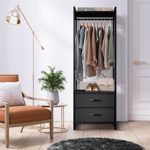 Sorbus Clothing &amp; Garment Hanging Rack Dresser w/ 2 Drawers &amp; 2 Shelves ... - £90.15 GBP