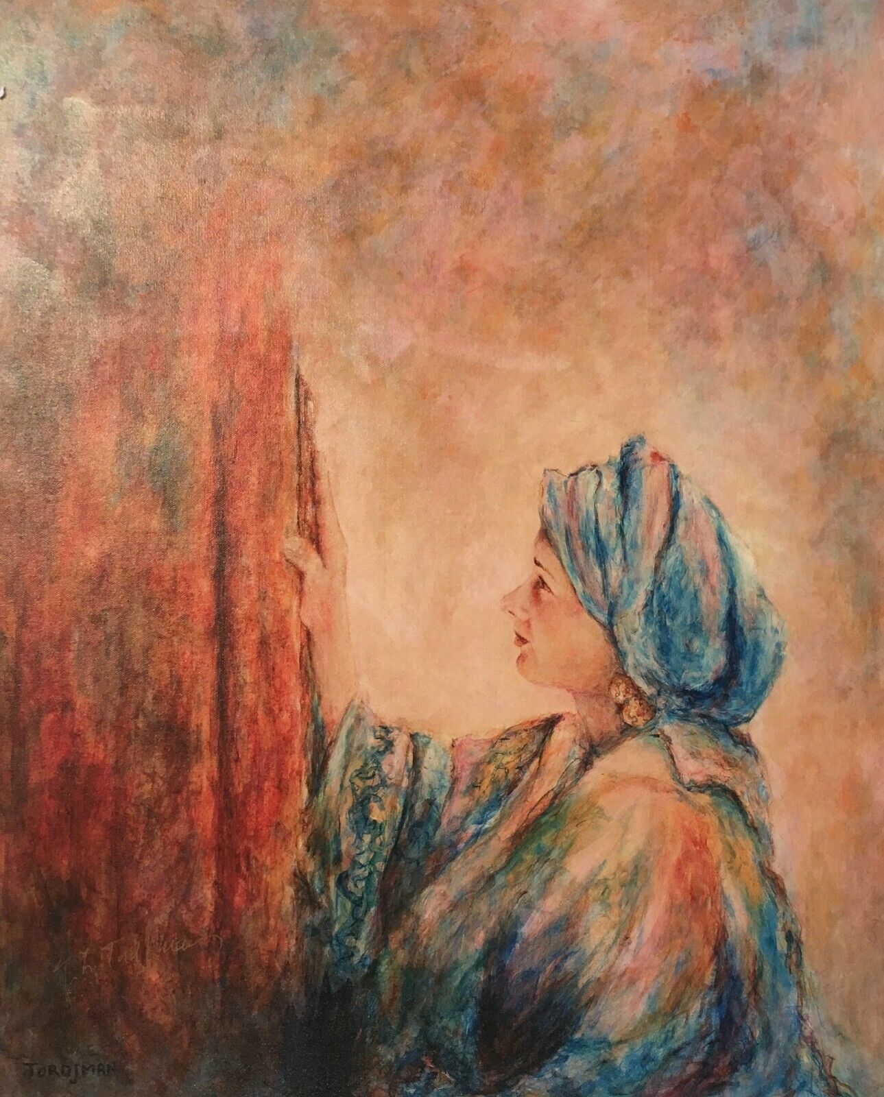 ITZHAK TORDJMAN &quot;WOMAN PRAYING&quot; MIXED MEDIA ORIGINAL ON CANVAS H/S COA 2... - $895.50