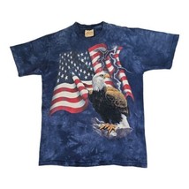 Vintage The Mountain USA Bald Eagle American Flag Blue Tie Dye T-shirt Large - £15.32 GBP