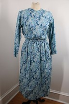 Vtg 90s J Jill Ltd 8 Blue Floral Cotton Shirt Dress Prairie Cottage USA - £22.27 GBP