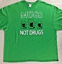 Delta &quot;Mugs Not Drugs&quot; Unisex Men Or Women&#39;s Large Green Cotton Poly T-SHIRT New - £7.96 GBP