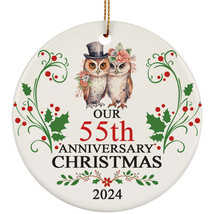Our 55th Anniversary Christmas 2024 Ornament Gift 55 Years Owl Couple In Love - £11.70 GBP