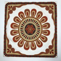 Crewel Embroidered Pillow Cover Sham Boho Eclectic for 18&quot; Pillow Medallion Fall - £31.41 GBP