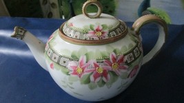 Antique Nippon Japan Teapot Original Handpainted Floral - £59.34 GBP