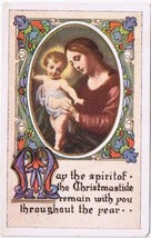 Holiday Postcard Embossed Christmastide Mary &amp; Jesus  - $2.17