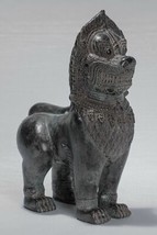 Ancien Khmer Style Bronze Debout Temple Guardian Ou Lion - - $7,534.84 MXN