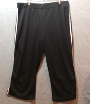 Prospirit Capri Sweatpants XXL Black Drawstring Striped Stretchy Polyester - £9.99 GBP
